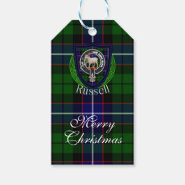 Etiquetas Para Regalos Russell Scottish Clan Tartan & Crest