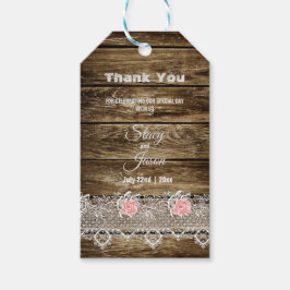 Etiquetas Para Regalos Rustic Barn Wood & Lace Gracias