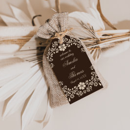 Etiquetas Para Regalos Rustic Brown Beige Floral Wedding 