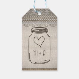 Etiquetas Para Regalos Rustic Burlap Lace Mason Jar Heart Boda