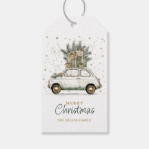 Rustic Christmas Santa Car Watercolor