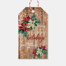 Etiquetas Para Regalos Rustic Happy Holidays Poinsettia Floral Gigantes T