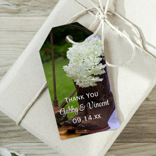 Etiquetas Para Regalos Rustic Hydrangea Cowboy bota a Boda occidental