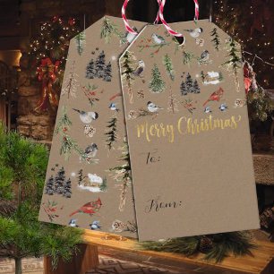 Etiquetas Para Regalos Rustic Kraft Everything Woodland Winter Birds