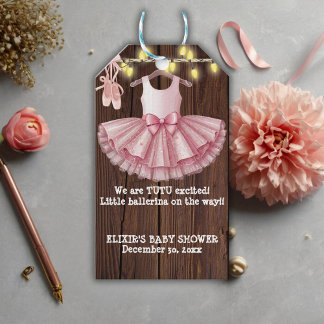 Etiquetas Para Regalos Rustic Little Ballerina Tutu Purpurina Baby Shower