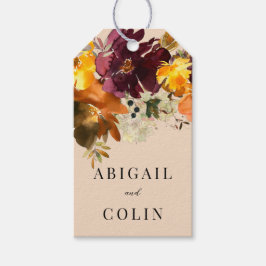 Etiquetas Para Regalos Rustic Marsala Naranja quemado caída Wreath