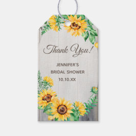 Etiquetas Para Regalos Rustic Sunflower Wood Gracias
