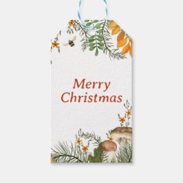 Etiquetas Para Regalos Rustic Winter Forest Mushrooms Feliz Navidad