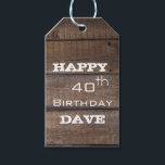 Etiquetas Para Regalos Rustic Wood 40th Birthday Personalized Gift Tag<br><div class="desc">Rustic Wood 40th Birthday Personalized Gift Tag</div>