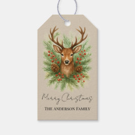 Etiquetas Para Regalos Rustic Woodland Deer Head with Winter Foliage - 