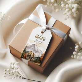 Etiquetas Para Regalos Rustic Woodland "Oh Boy" Mountain Bear Baby Shower