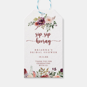 Etiquetas Para Regalos Rústica Floral Sip Sip Hooray Bridal Shower