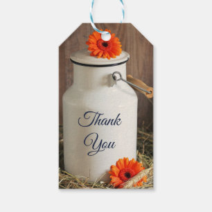 Etiquetas Para Regalos Rústica lechera blanca con flores gracias