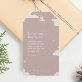 Etiquetas Para Regalos Rústica Pink Minimal Ducha de bebé en la nube