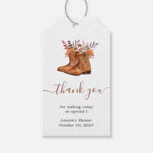 Etiquetas Para Regalos Rústicas botas de vaquero Gracias por favorecer la