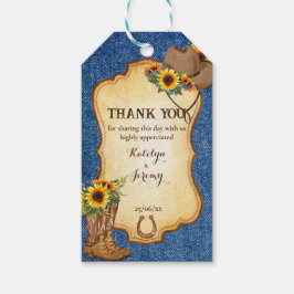 Etiquetas Para Regalos Rústicas botas de vaquero y girasoles gorras denim
