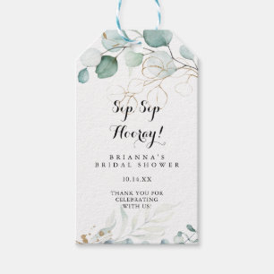 Etiquetas Para Regalos Rústico dorado floral Sip Hooray Bridal Shower