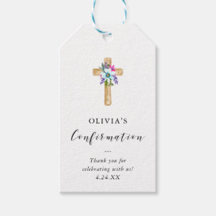 Etiquetas Para Regalos Rústico Floral Cross Kraft Look Confirmación