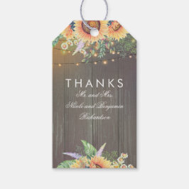 Etiquetas Para Regalos Rústico País girasoles Madera hilo luminoso