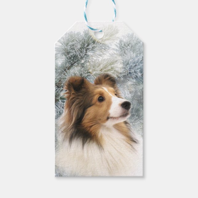 Etiquetas Para Regalos Sable Sheltie Navidades (Anverso)