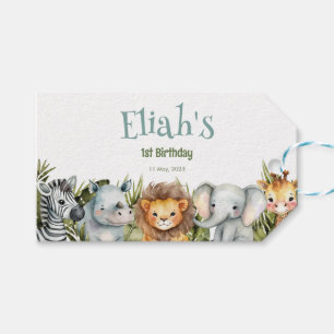 Etiquetas Para Regalos Safari Animals Wild One First Birthday Gift Tag
