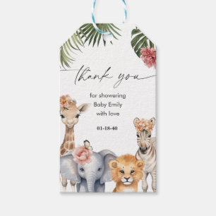 Etiquetas Para Regalos Safari bebé Animales Fiesta de Bebé Niña Gracias 