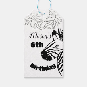 Etiquetas Para Regalos Safari Cebra Dibujada a Mano Fiesta de Cumpleaños