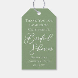 Etiquetas Para Regalos Sage Green Bridal Shower Personalized White Script
