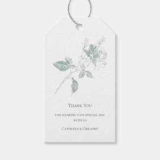 Etiquetas Para Regalos Sage Green Line Art Rose Thank You Wedding
