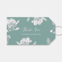 Etiquetas Para Regalos Sage Green White Roses Line Art Thank You Wedding