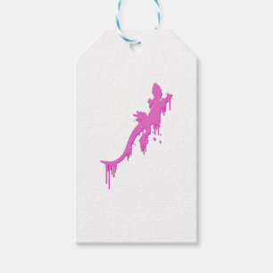Etiquetas Para Regalos Salamandra rosa con gota de pintura