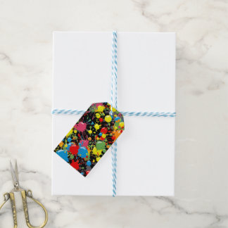 Etiquetas Para Regalos Salpicaduras de pintura en gotas de arcoíris PD
