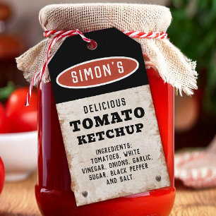 Etiquetas Para Regalos Salsa de tomate casera editable con letrero oxidad
