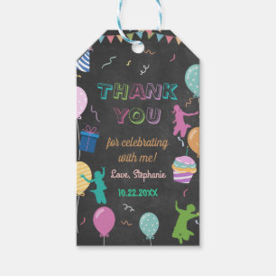 Etiquetas Para Regalos Salto Cumpleaños Chalkboard Kid Trampoline Fiesta