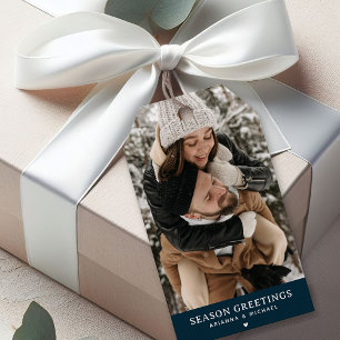 Etiquetas Para Regalos Saludo de temporada de Navidad con foto personaliz