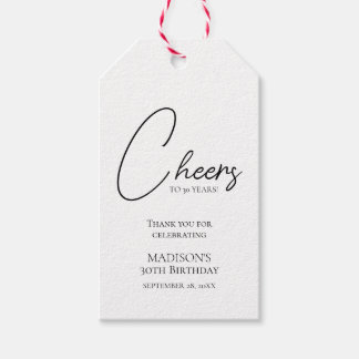 Etiquetas Para Regalos Saludos a cualquier edad, cumpleaños blanco y negr