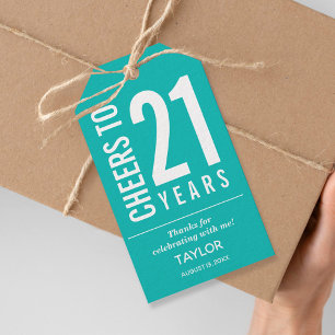 Etiquetas Para Regalos Saludos al favor del partido turquesa de 21 años