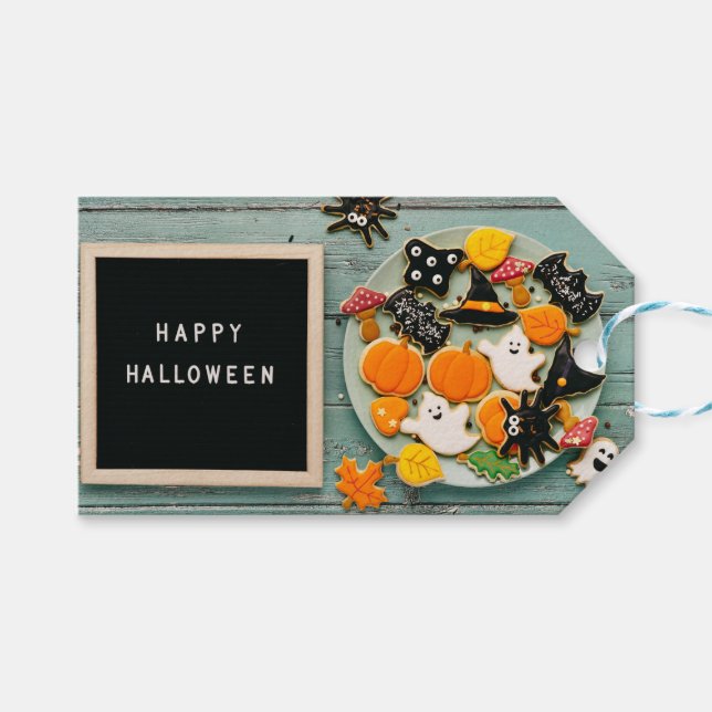 Etiquetas Para Regalos Saludos de Halloween (Frente (Horizontal))