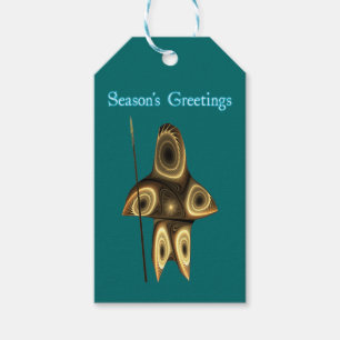 Etiquetas Para Regalos Saludos de temporada - Cazador inuit fractal