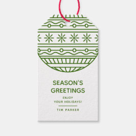 Etiquetas Para Regalos Saludos de temporada verde con adorno de Navidad