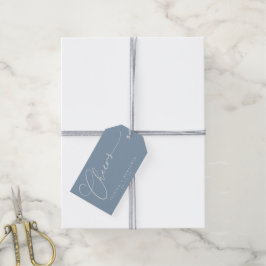 Etiquetas Para Regalos Saludos Minimal Dusty Blue Script Custom Wedding