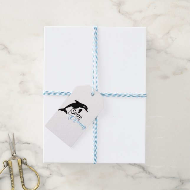 Etiquetas Para Regalos Salvemos nuestros océanos (Con cuerda)