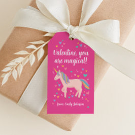 Etiquetas Para Regalos San Valentín de niños de Unicornio rosa mágico