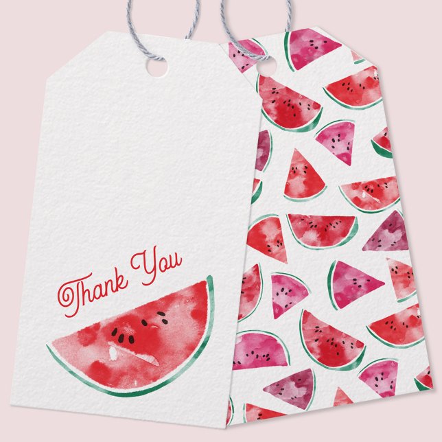Etiquetas Para Regalos Sandmelon Gracias (Watercolor watermelon themed gift or party favor tag)