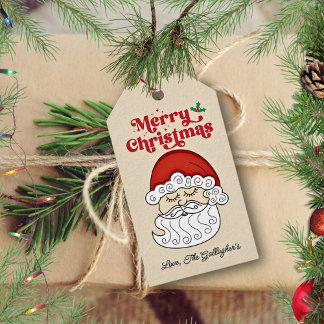 Etiquetas Para Regalos Santa Claus Feliz Navidad Retro