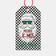 Santa Claus Navidad Cuadrada Blanco y Negro Retro