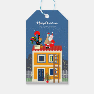 Etiquetas Para Regalos Santa Claus se reúne con el gallo de Portugal