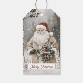 Etiquetas Para Regalos Santa Claus Vintage Feliz Navidad