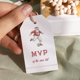 Etiquetas Para Regalos Santa Fútbol MVP de la Lista Buena Navidad