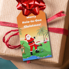 Etiquetas Para Regalos Santa Jugando Fuera de Peligro de Agua en Golf de 